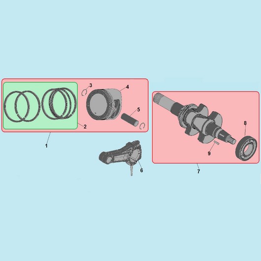 Поршень и коленвал Champion GP100E